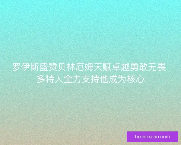 罗伊斯盛赞贝林厄姆天赋卓越勇敢无畏 多特人全力支持他成为核心