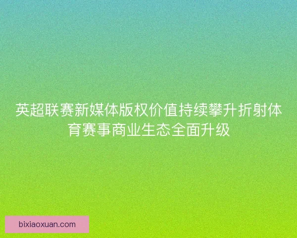 英超联赛新媒体版权价值持续攀升折射体育赛事商业生态全面升级